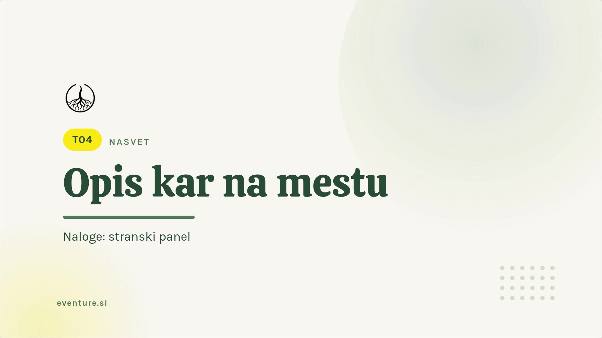 Nasvet: uredi opis kar na mestu