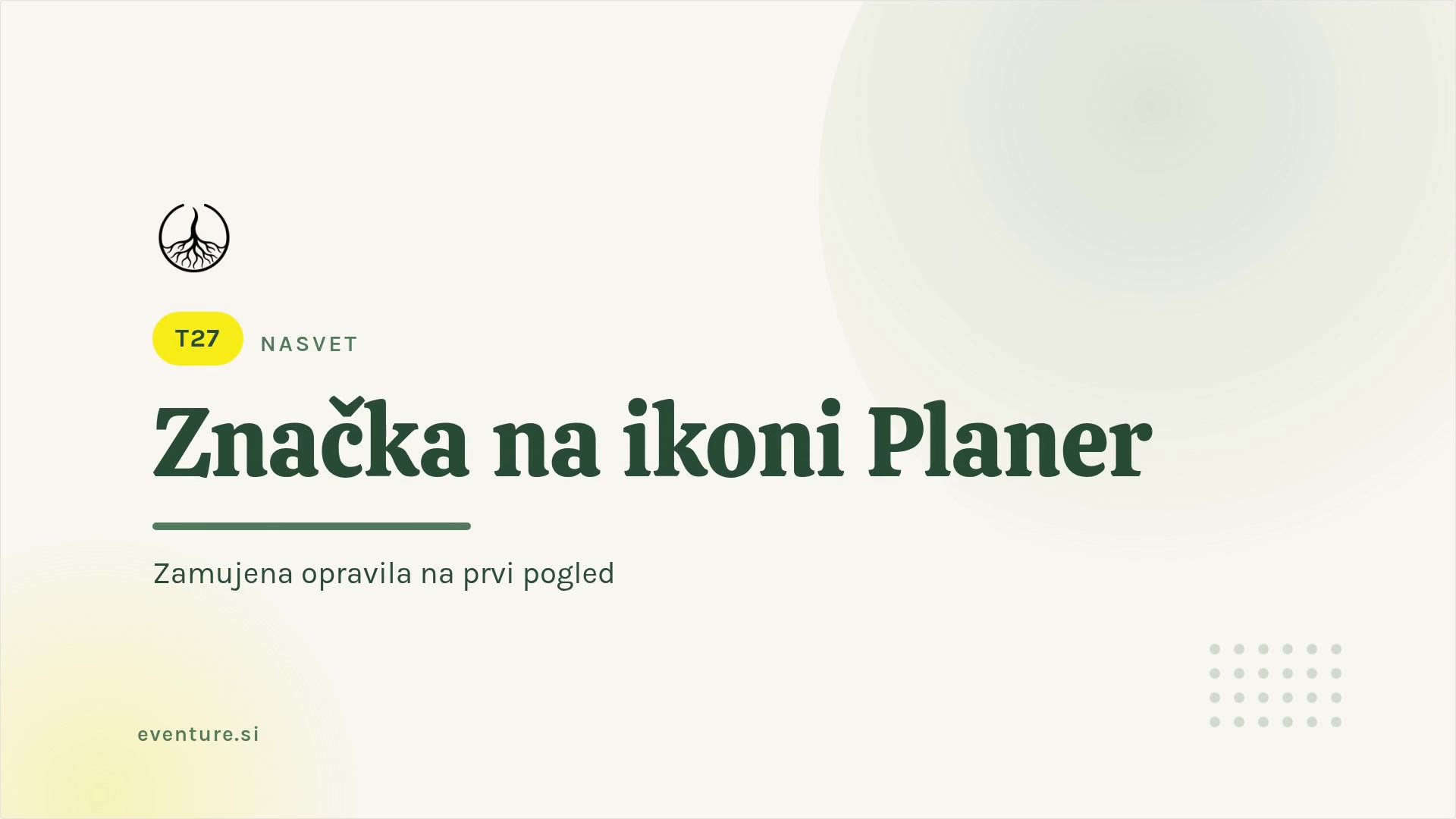 Nasvet: značka na ikoni Planer